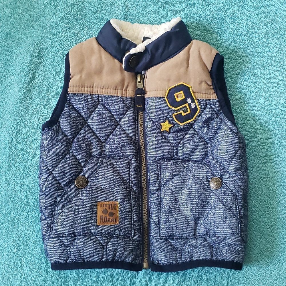 Like New Boys Rock Quilted Lined Outdoor Zip Up Vest Sz 18M